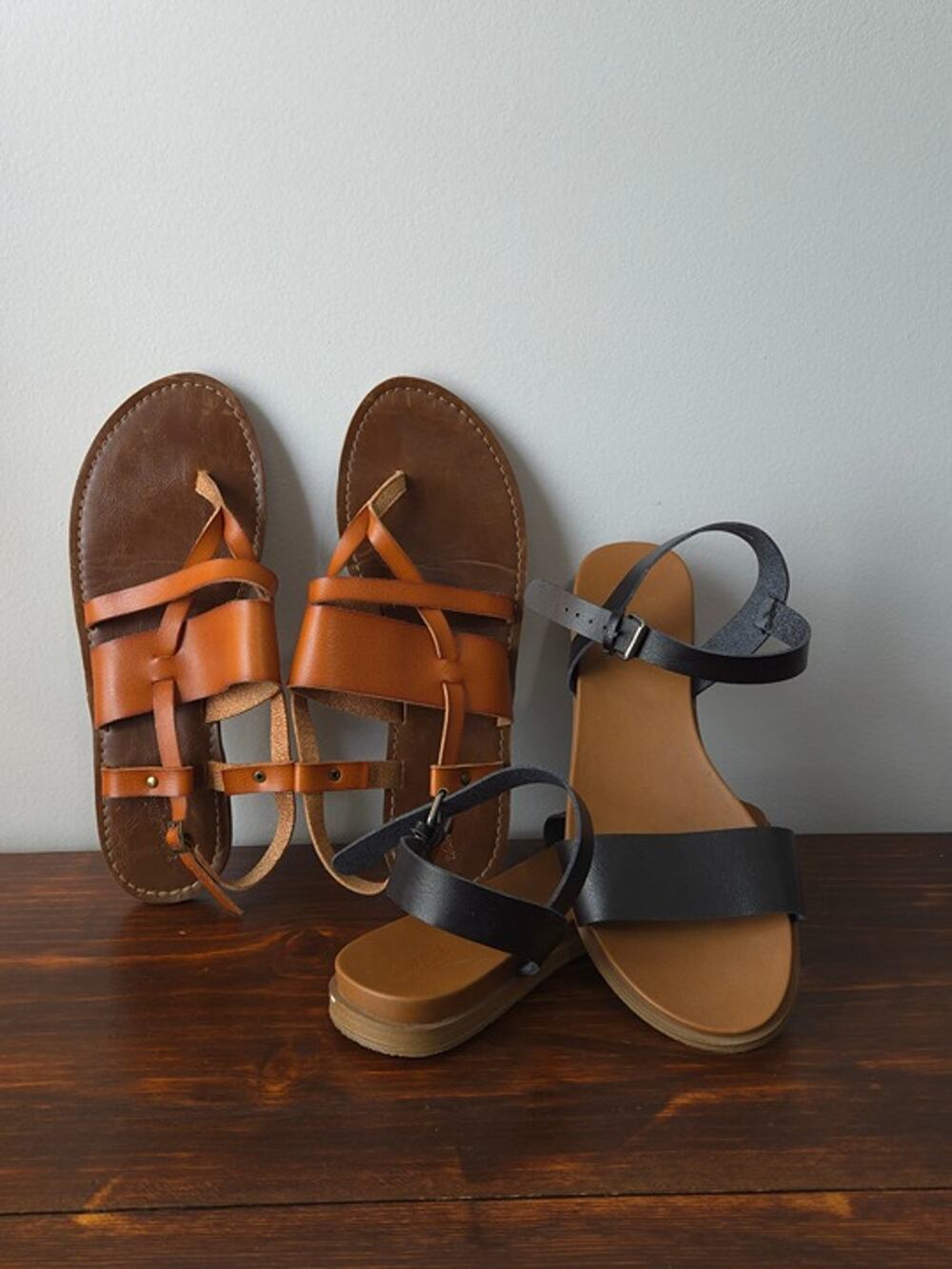 Target Sandals Bundle Size 10 - Tan Gladiator & Black Strappy